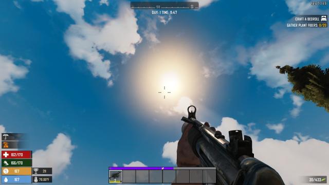 Изменение интерфейса + добавление еды и воды / HUD update-Add Food and Water bars-Alpha17 для 7 Days to Die