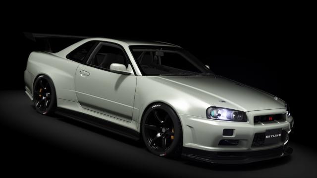Nissan Skyline R34 GT-R V-SPEC II NÜR WIDEBODY для Assetto Corsa