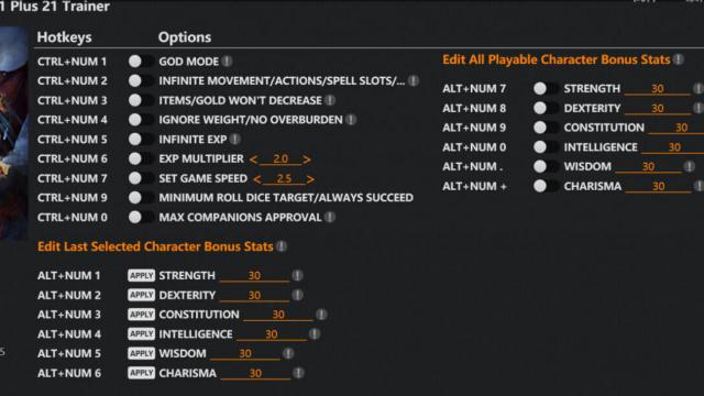 Baldur's Gate 3 Trainer 21+