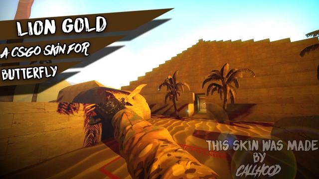 Нож-бабочка - Золотой лев / Butterfly-Lion Gold для Counter Strike Global Offensive
