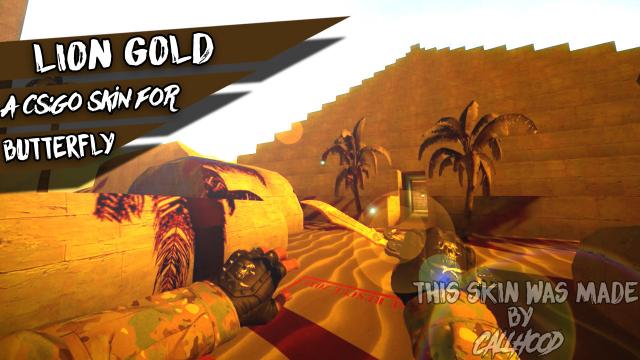 Нож-бабочка - Золотой лев / Butterfly-Lion Gold для Counter Strike Global Offensive