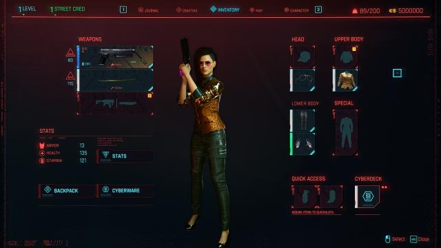 Female V CORPO starting save with Johnny Silverhands clothes and other items для Cyberpunk 2077