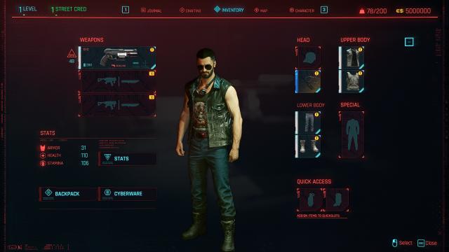 Сейв за кочевника с читами за мужчину / Male V Nomad starting save для Cyberpunk 2077