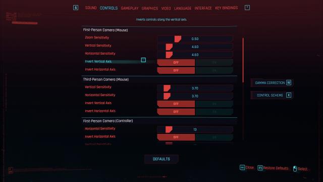 Чутливість миші / Better Mouse sensitivity and Fov Sliders для Cyberpunk 2077