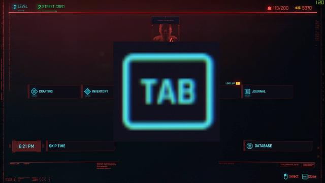 Клавіша TAB для відкриття ігрового меню / Tab key to open Game Menu