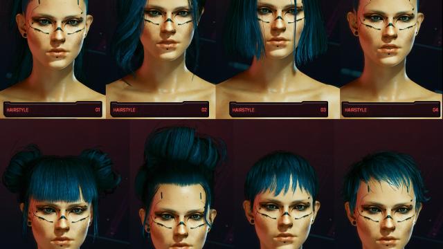 Hair Swap 01-08 для Cyberpunk 2077