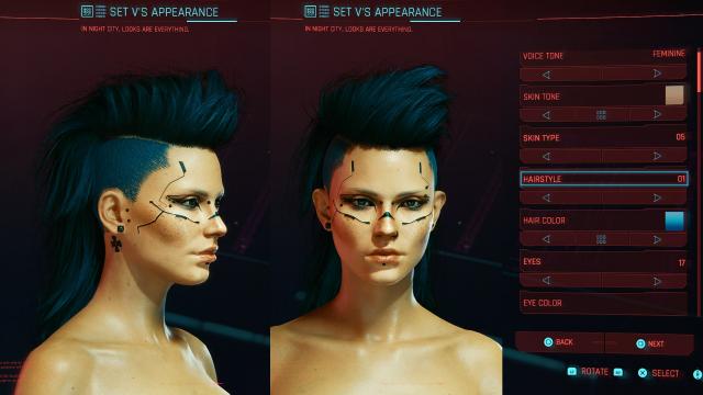 Hair Swap 01-08 для Cyberpunk 2077