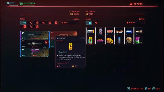 Use Items From Vendors for Cyberpunk 2077