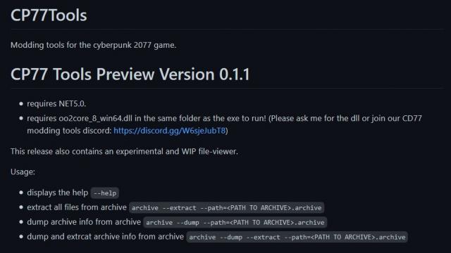 CP77 Tools для Cyberpunk 2077