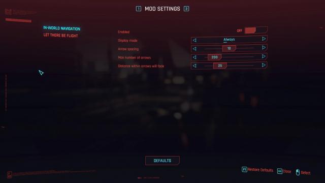 Mod Settings for Cyberpunk 2077