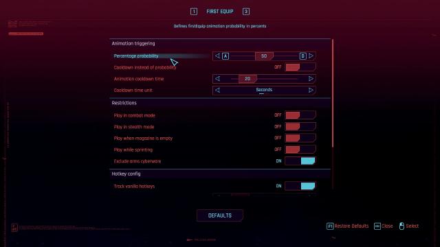 Always First Equip for Cyberpunk 2077