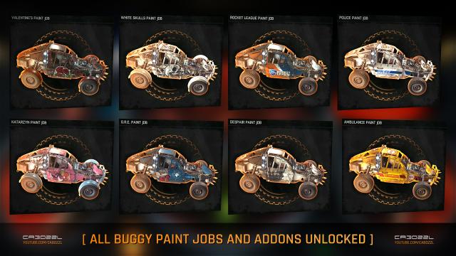 Разблокировка всех косметический улучшений для багги / All Buggy Paint Jobs and Addons Auto Unlocked