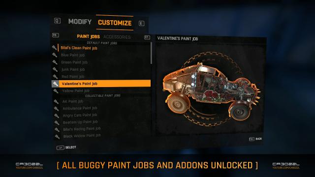 All Buggy Paint Jobs and Addons Auto Unlocked for Dying Light