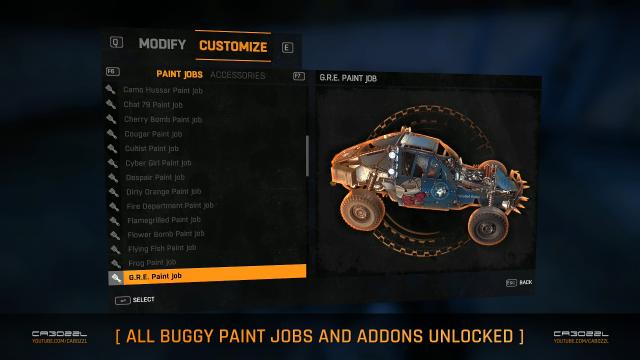 All Buggy Paint Jobs and Addons Auto Unlocked for Dying Light