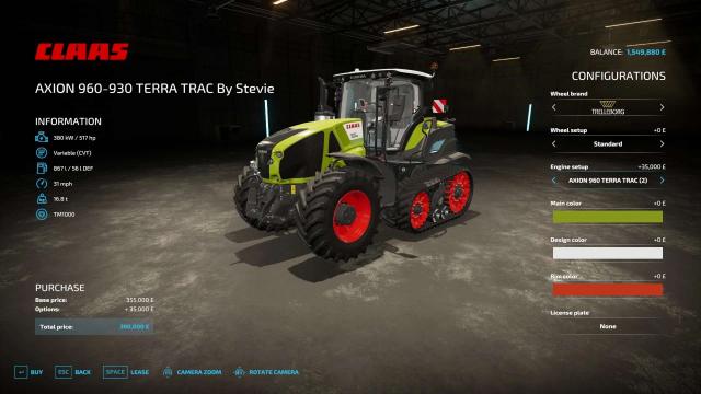Claas Axion 960TT для Farming Simulator 22