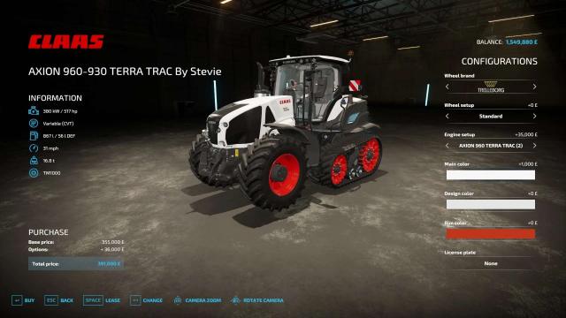 Claas Axion 960TT для Farming Simulator 22