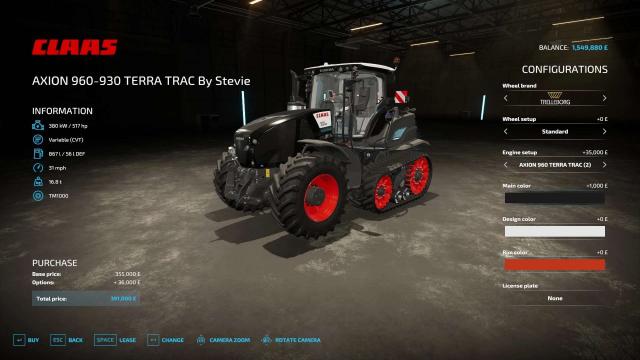 Claas Axion 960TT для Farming Simulator 22