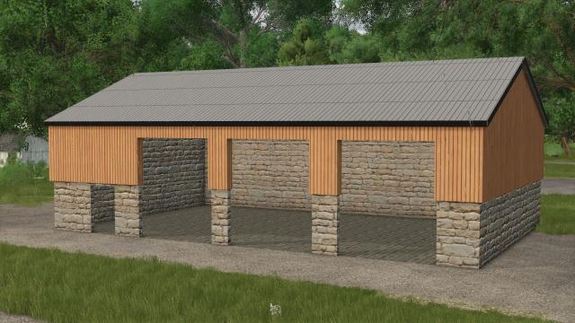 Wood-clad machine shed