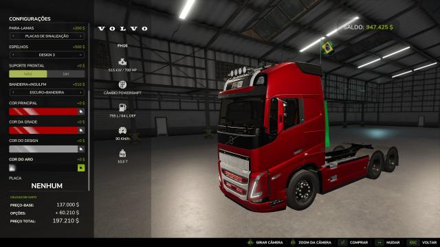 Volvo FH16 BR для Farming Simulator 25