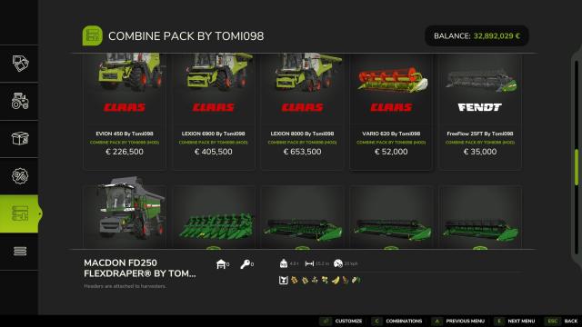 Combine And Headers Pack for Farming Simulator 25