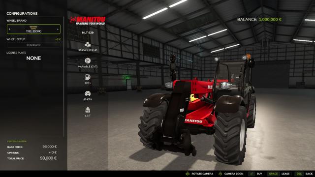 Manitou MLT 629 для Farming Simulator 25