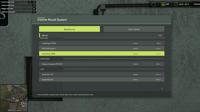 Vehicle Recall System for FS25 для Farming Simulator 25