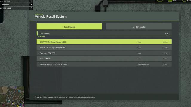 Vehicle Recall System for FS25 для Farming Simulator 25