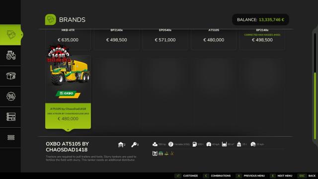 Oxbo At5105 LNMSDNMS (80.000L) for Farming Simulator 25