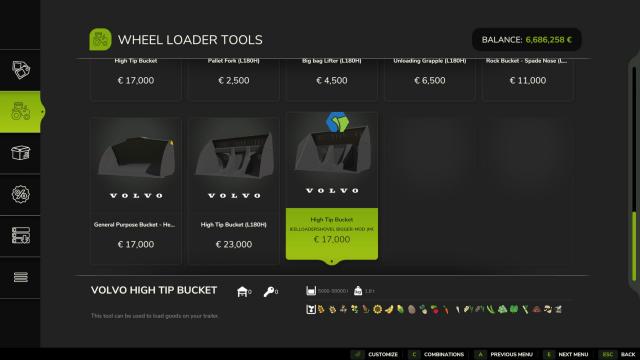 Volvo L120 Large volume bucket для Farming Simulator 25