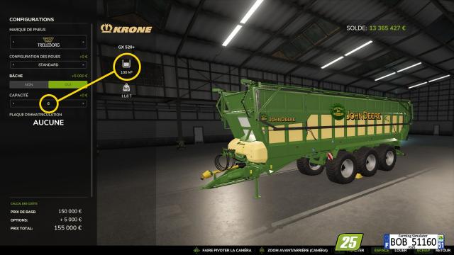 Krone GX520+ (John Deere Edition) for Farming Simulator 25