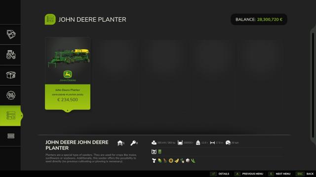 John Deere Planter для Farming Simulator 25