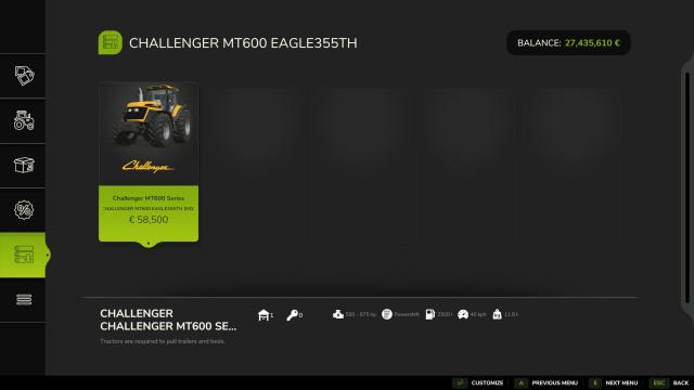 Challenger MT600 (975hp) for Farming Simulator 25