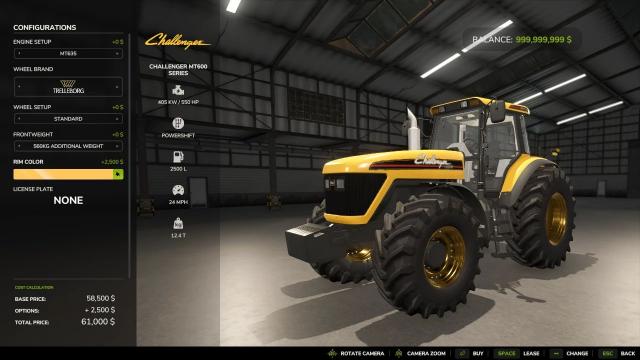 Challenger MT600 (975hp) for Farming Simulator 25