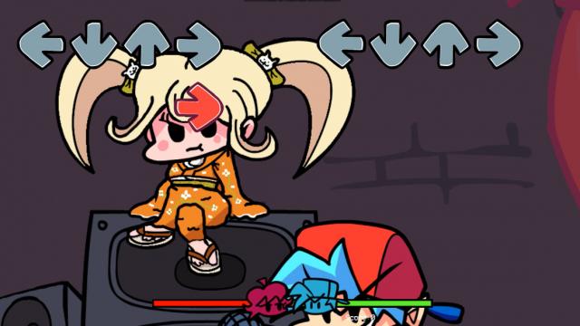 Hiyoko Saionji over Gf (WIP) for Friday Night Funkin