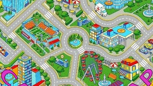 Carpet with car roads and buildings