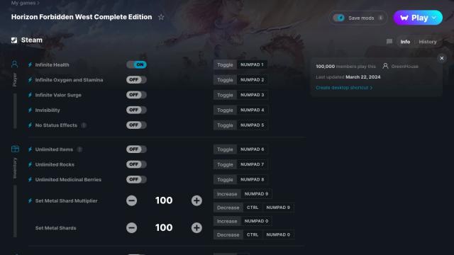 Horizon Forbidden West Complete Edition cheats [WeMod]