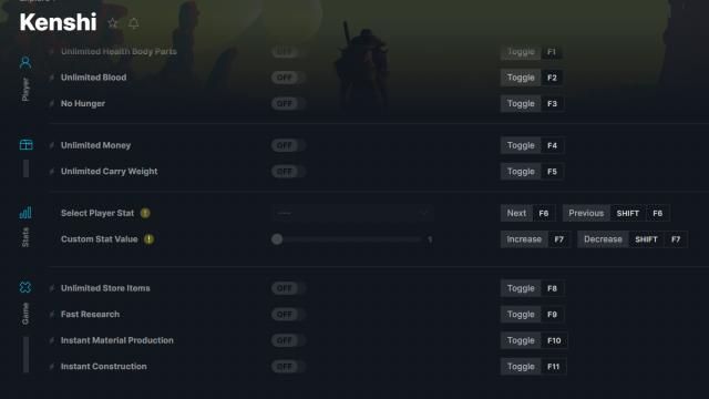 Trainer for Kenshi (11 options)