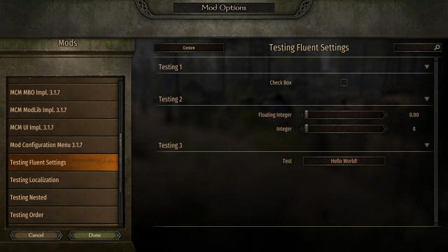 Mod Configuration Menu for Mount And Blade: Bannerlord