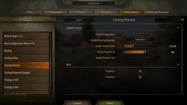 Mod Configuration Menu for Mount And Blade: Bannerlord