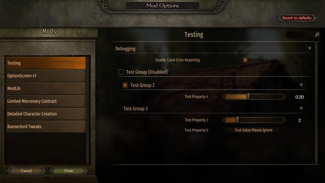 Mod Configuration Menu for Mount And Blade: Bannerlord
