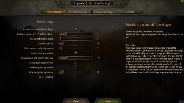 Improved Garrisons для Mount And Blade: Bannerlord