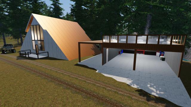 A Frame House with Garage