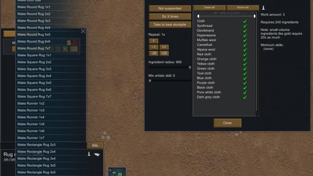 Коврики / Area Rugs для Rimworld