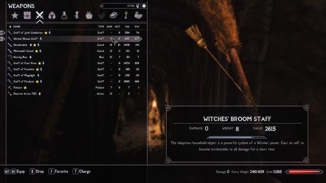 Мітла відьми / Witches Broomstick Staff - A Halloween Mod для Skyrim SE-AE