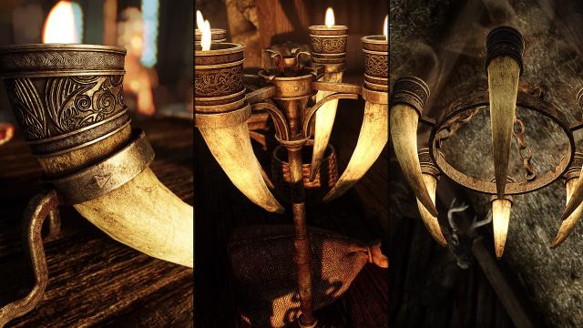 SD’s Horn Candles SE - HD Свічки у сигнальних рогах для Skyrim SE-AE