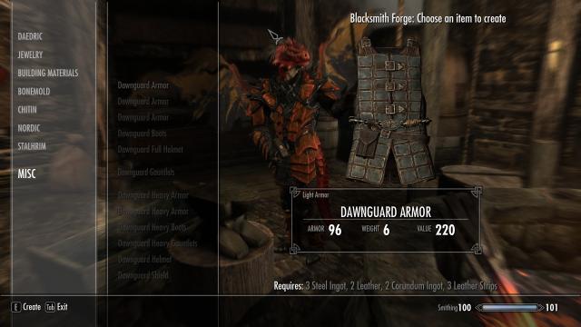 Крафт снаряжения Стражи Рассвета / Dawnguard Armor Recipies