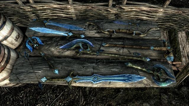 Реколор скляної зброї / Vlammenzee's Glass weapons retextured для Skyrim SE-AE