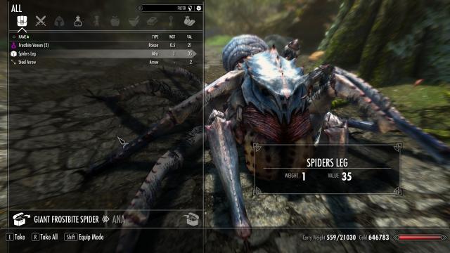 The Spiders Leg - Павукова ніжка для Skyrim SE-AE