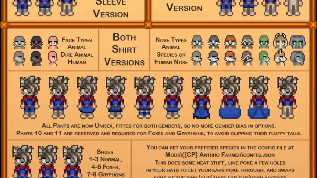 Anthro Farmer Continued для Stardew Valley