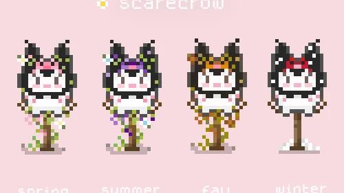 Mymelody and Kuromi seasonal scarecrow for Stardew Valley